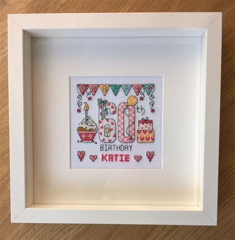 Happy Th Birthday Cross Stitch Card Kit Etsy Uk