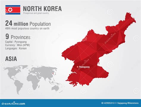 Mapa Del Mundo De Corea Del Norte Con Una Textura Del Diamante Del