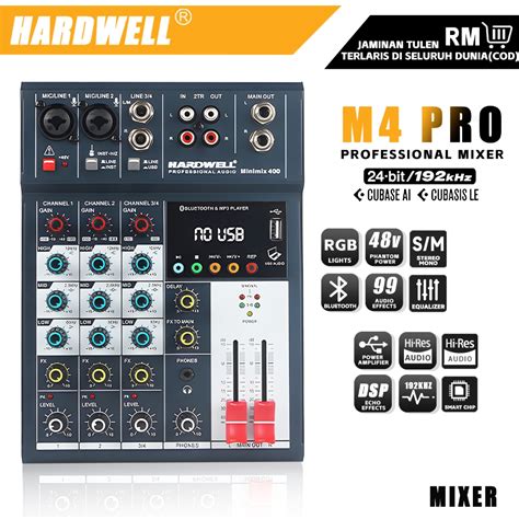 M4PRO Mixer Sound Audio System Bluetooth USB 4 Channel Mini Audio