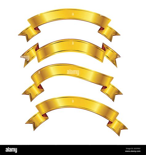 Vector Set Of Realistic Golden Ribbons Illustration Isolated On White Background Stock Vector