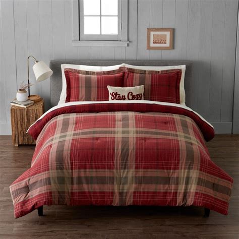 Cuddl Duds Heavyweight Flannel Classic Plaid Comforter Set Med Red