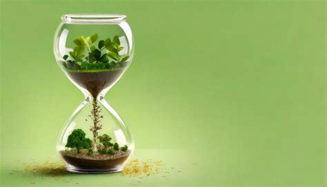 Hourglass With Plants Concept Of Nature And Rebirth Sustainability And