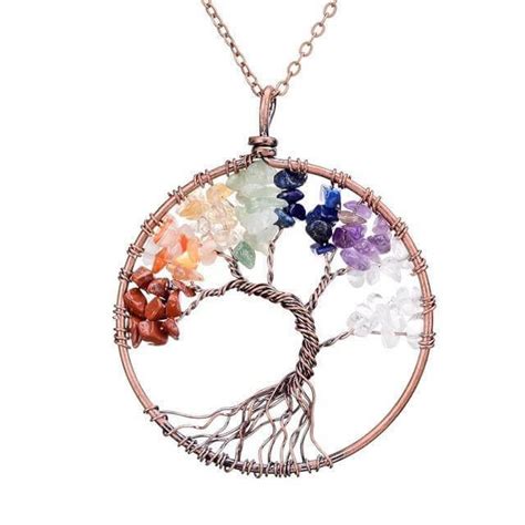 Handmade Chakra Tree Of Life Necklace With Stones 60 Off Today