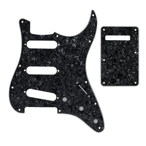 11 Hole Sss Strat Pickguard And Matching Back Plate Black Reverb