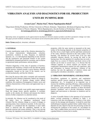 Vibration Analysis And Diagnostics For Oil Production Units By Pumping