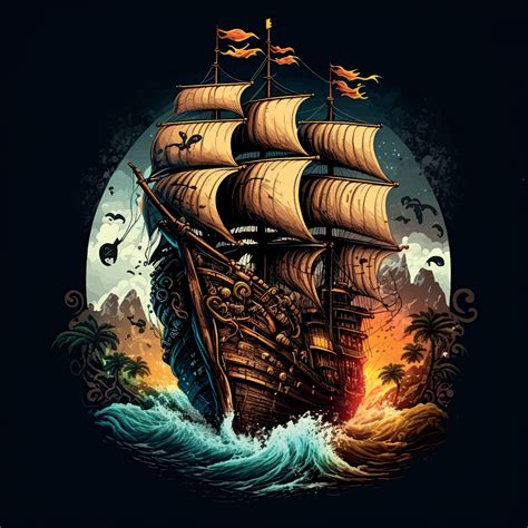 Pirate Ship Background Vector Art At Vecteezy