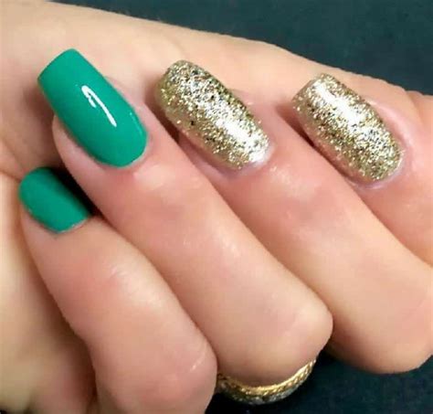 green and gold nails - Polished by Crystal