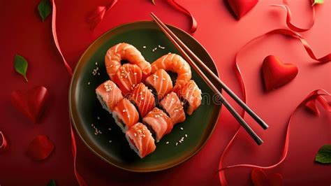 Heart Shaped Valentine Day Sushi Set Classic Sushi Rolls Philadelphia