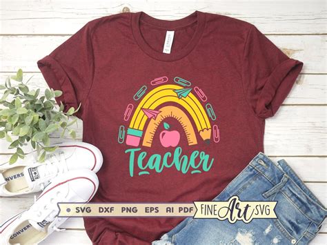 Teacher Rainbow SVG Cutting File for Cricut School Rainbow - Etsy