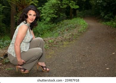 Sexy Woman Sitting On Bench She Stock Photo Shutterstock