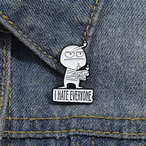 White Cartoon Multi Handed Man I Hate Everyone Enamel Pins Funny