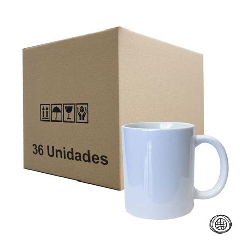 Caneca De Cer Mica Branca Classe A Para Sublima O Mundi Caixa