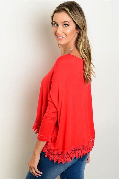 Red Crochet Detail Top Everleigh