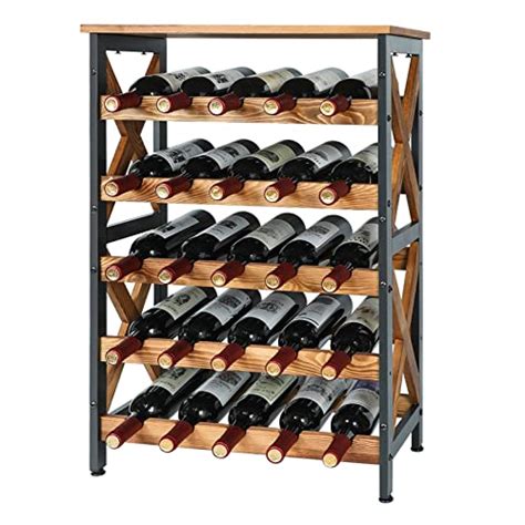 LUMAMU 25 Bottle Wine Rack Freestanding Floor Rustic Wine Holder Stand