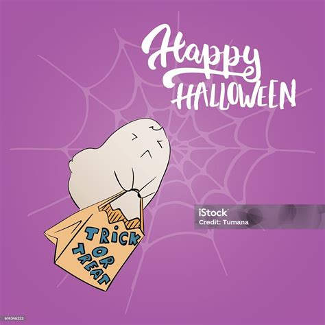 Happy Halloween Party Hand Drawn Lettering And Sketch Card Stock Illustration Download Image