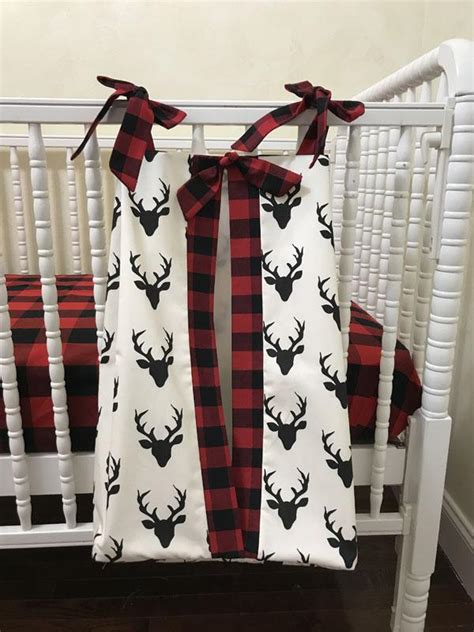 Red Buffalo Plaid Woodland Crib Bedding Set Adrian Boy Baby Bedding