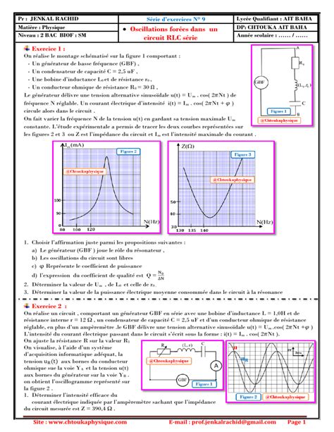 Série d exercices 9 Oscillations forcées dans un circuit RLC série