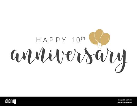 Handwritten Lettering Of Happy 10th Anniversary Template For Banner