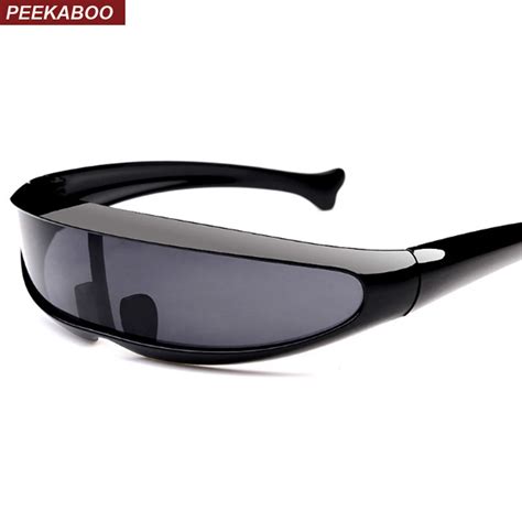 Buy Peekaboo Plastic Cheap Sunglasses One Piece Lens Unisex Red White Black