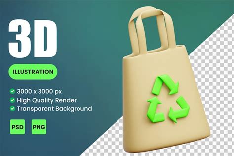 Ilustraciones de iconos 3d de bolsa ecológica Archivo PSD Premium