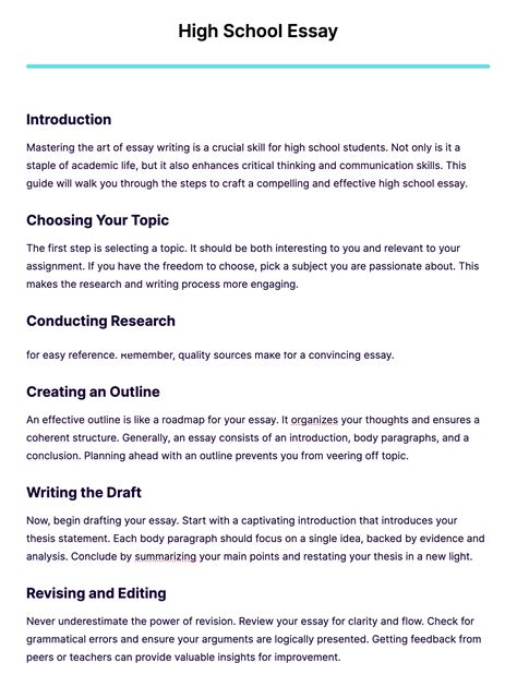 High School Essay 33 Examples Format How To Pdf