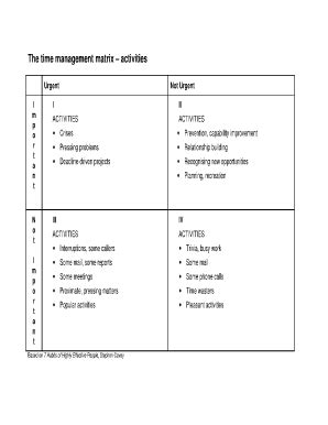 Covey Quadrants Pdf Fill Online Printable Fillable Blank Pdffiller