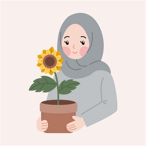 Linda garota hijab personagem de desenho animado vector ilustração