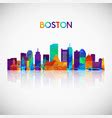 Boston Skyline Silhouette In Colorful Geometric Vector Image