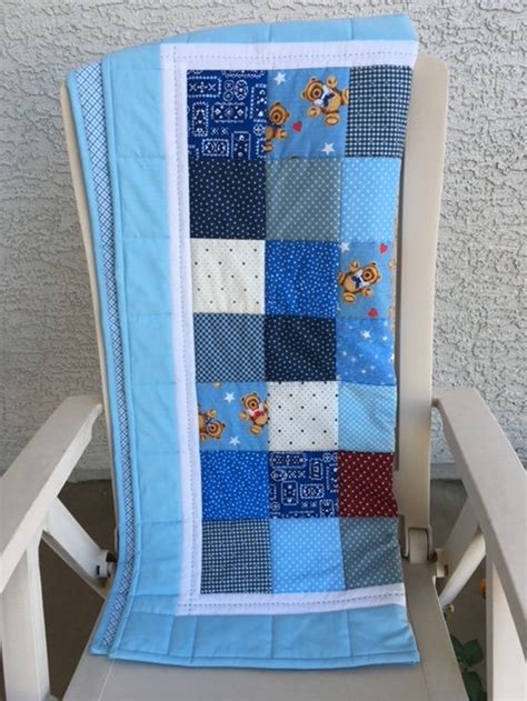 Teddy Bear Quilt Baby Boy Quilt Handmade Baby Quilt Blue - Etsy