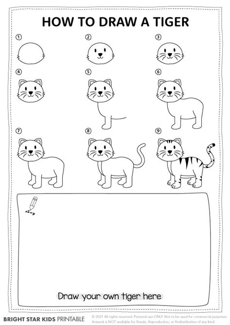 How To Draw A Tiger Bright Star Kids Cute And Easy Tiger Drawing