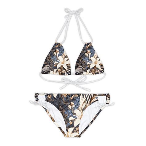 Swimwear Bikini Piece Set Shadow Grass Blades Camouflage Thong Cheeky