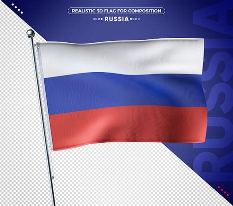 Bandeira 3d da rússia textura realista PSD Premium