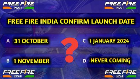 FREE FIRE INDIA LAUNCH DATE FREE FIRE INDIA CONFIRM LAUNCH DATE