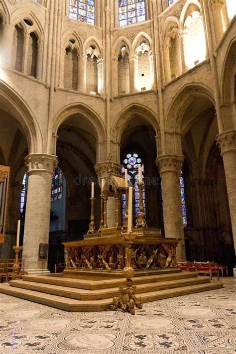 Innenraum Kathedrale Der Str Michael Und Str Gudula Stockfoto Bild