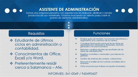 Empresa Peruana Requiere Asistente Administrativo Facultad De