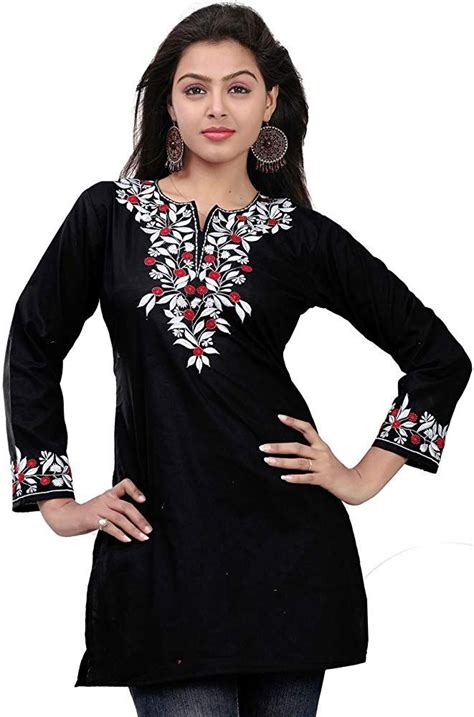 Maple Clothing Indian Cotton Tunics Kurti Top Blouse Womens India Apparel Black Xxxl At