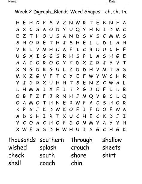 Week Th Ch Sh Word Search Wordmint