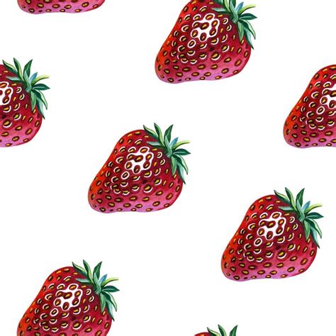 Premium Photo Strawberry Seamless Pattern With Berries Flowers And