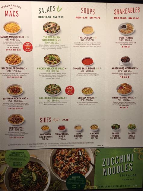 Menu At Noodles And Company Restaurant Camp Hill 164 S 32nd St