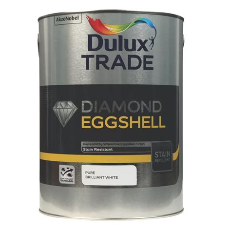 Dulux Trade 5Ltr Pure Brilliant White Eggshell Water-Based Trim Paint - Screwfix