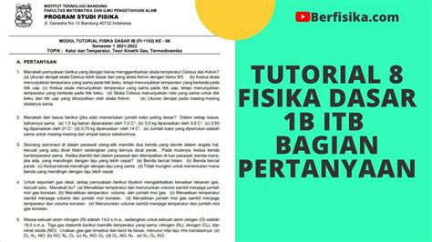 Tutorial 8 Fisika Dasar 1b Itb Part 1 Bagian Pertanyaan Youtube