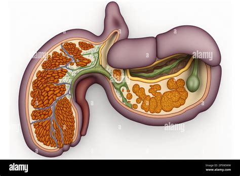 Anatomically Accurate Illustration Of Human Pancreas With Gallbladder