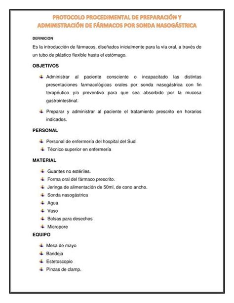 Protocolo Procedimental de Preparación y Administración de Fármacos por