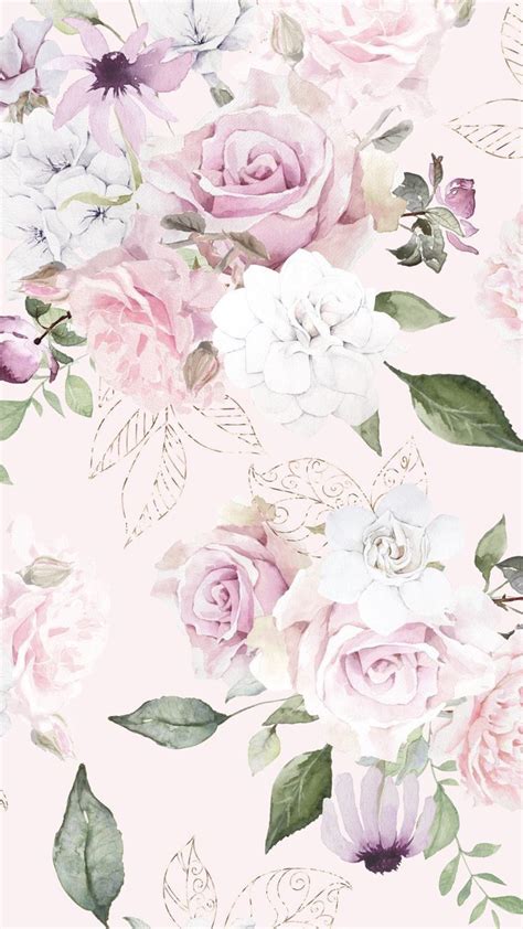 A Pink And White Floral Wallpaper With Lots Of Flowers