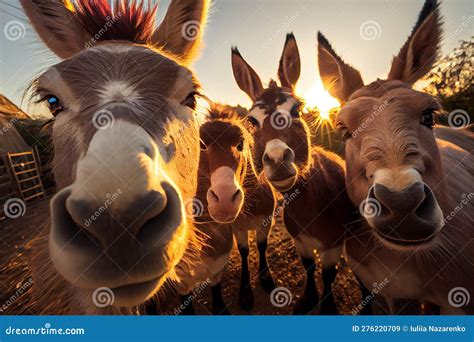 Funny Donkey Looks At The Camera And Takes A Selfie In Nature Ai