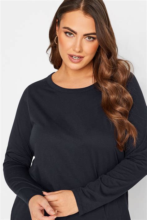 Plus Size Navy Blue Long Sleeve T Shirt Yours Clothing