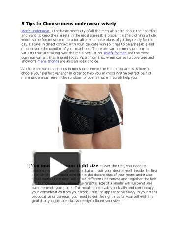 Ppt Tips To Choose Mens Underwear Wisely Powerpoint Presentation