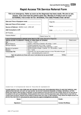 Fillable Online Rapid Access TIA Service Referral Form Doc Fax Email