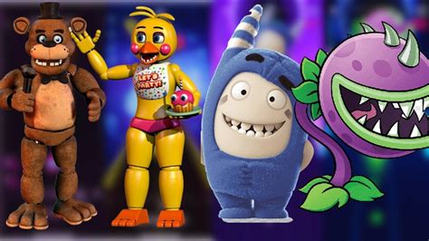 Freddy VS Chica VS Oddbods VS PvZ Battle Of The Games TilesHop Vs