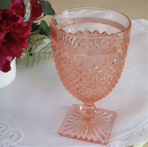 Vintage Anchor Hocking Miss America Pink Depression Glass Footed Goblet